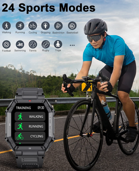 Military Smart Watches for Men Waterproof Outdoors Sport Fitness Activity Tracker Watch, 1.85'' HD Blood Pressure/Blood Oxygen/Heart Rate Monitor