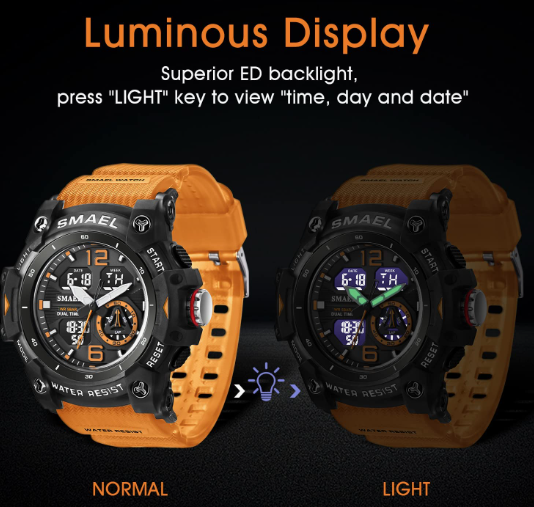 Sport Watches for Men Outdoor Military Digital Analog Stopwatch Waterproof Multifunctional Wrist Watch