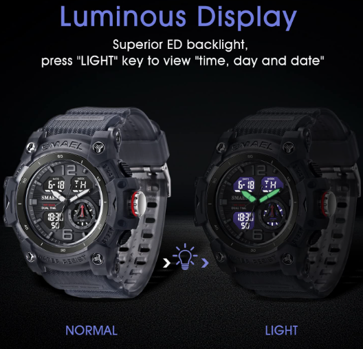Sport Watches for Men Outdoor Military Digital Analog Stopwatch Waterproof Multifunctional Wrist Watch