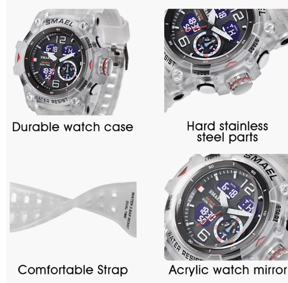 Sport Watches for Men Outdoor Military Digital Analog Stopwatch Waterproof Multifunctional Wrist Watch