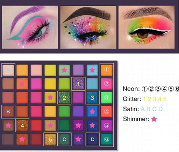 - 48 Colorful High Pigmented - Rainbow Matte Shimmer Glitter Eye Shadow Make Up Pallet Gift Set