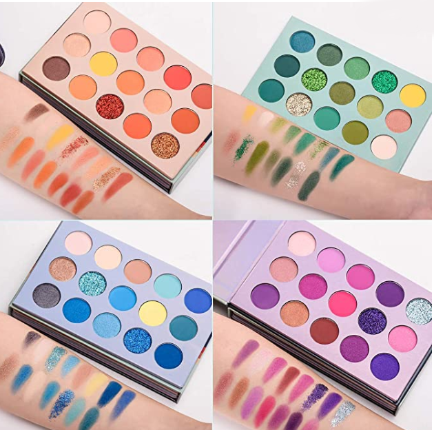 60 Colors Eyeshadow Palette, 4 in1 Color Board Makeup Palette Set Highly Pigmented Glitter Metallic Matte Shimmer Natural Ultra Eye Shadow Powder Easy to Blend