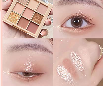 9-color eye shadow Jiugong grid glitter powder sequins fine flash earth color pearl matte nine-color