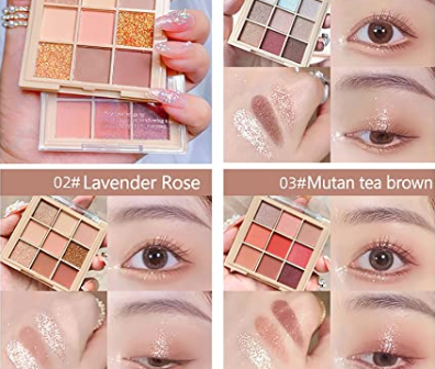 9-color eye shadow Jiugong grid glitter powder sequins fine flash earth color pearl matte nine-color