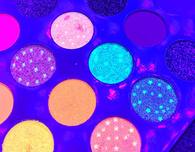 Palette Glow in the Dark Fluorescent Eye Shadow UV Glow Blacklight Bright Matte and Glitter Makeup Pallet Pigment Luminous for Stages, Cosplay ,Halloween Makeup (24 Neon Eyeshadow)