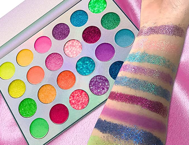 Palette Glow in the Dark Fluorescent Eye Shadow UV Glow Blacklight Bright Matte and Glitter Makeup Pallet Pigment Luminous for Stages, Cosplay ,Halloween Makeup (24 Neon Eyeshadow)