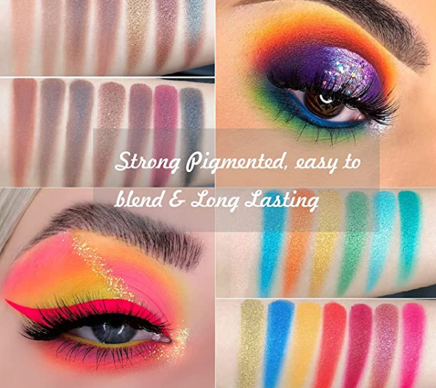 Pigmented Eye Makeup Metallic Natural Eye Shadows Pallet Cosmetics Long Last Waterproof (Gorgeous Me-63 Colors)
