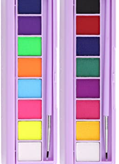 Highly Pigmented Water Based Face Body Paint Makeup,Matte and UV Glow Graphic Eyeliner Palette, include 6 UV Colors