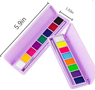 Highly Pigmented Water Based Face Body Paint Makeup,Matte and UV Glow Graphic Eyeliner Palette, include 6 UV Colors