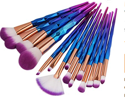 Shiny Gold Makeup Brush Set Professional Foundation Powder Cream Blush Brush Kits (Blue)