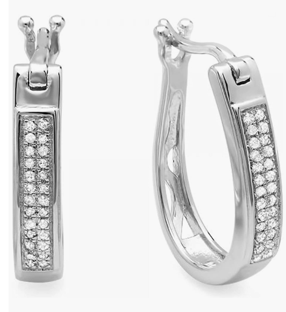 18k White Gold Plated Sterling Silver Real Round Diamond For Women