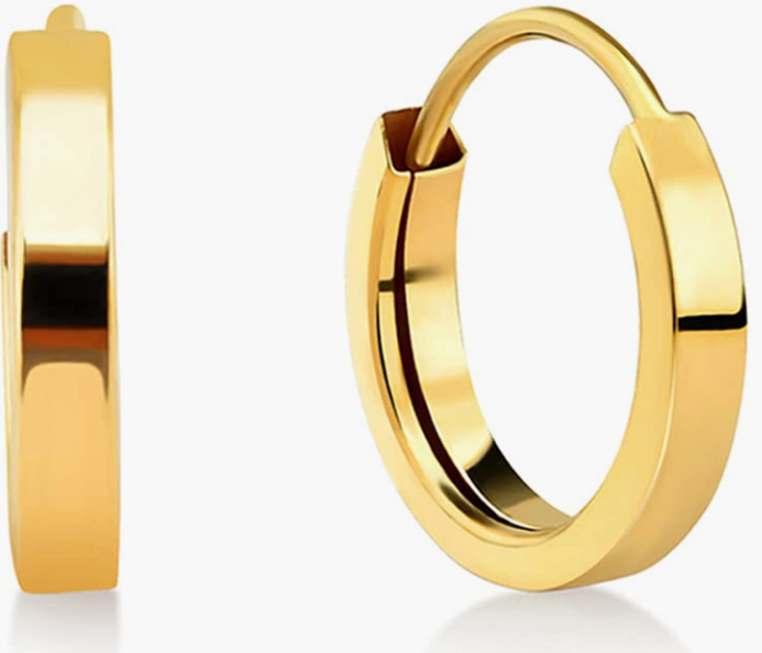 14k Real Gold Earrings for Women Yellow White Colored Intertwined Hoop Earrings