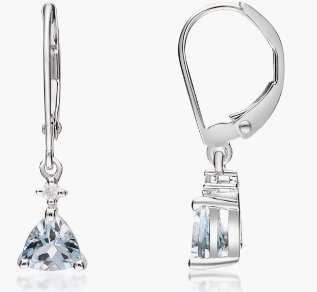 14K White Gold Genuine Aquamarine Diamond (I1,I2)