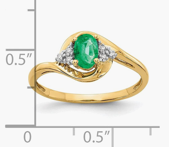 14k Yellow Gold Diamond and Emerald Engagement Ring