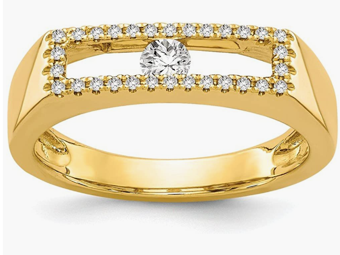14K Yellow Gold Natural Diamond Solitaire