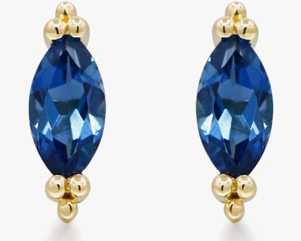0K Yellow Gold Genuine London Blue Topaz