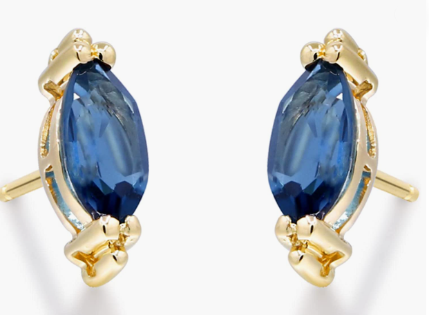 0K Yellow Gold Genuine London Blue Topaz