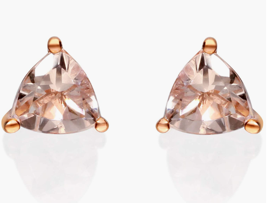 0K Rose Gold Genuine Morganite Stud Earring for Women