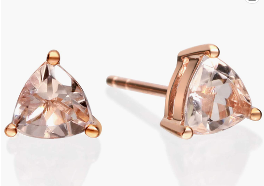 0K Rose Gold Genuine Morganite Stud Earring for Women