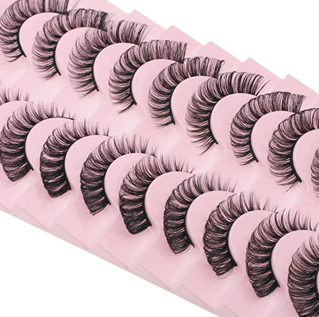 10 PairsNatural Look 3D False EyeLashes D Curl 15mm length Fluffy Wispy Eyelashes Extension Effect