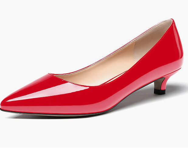Toe Patent Kitten Low Heel Pumps Shoes 1.5 Inch
