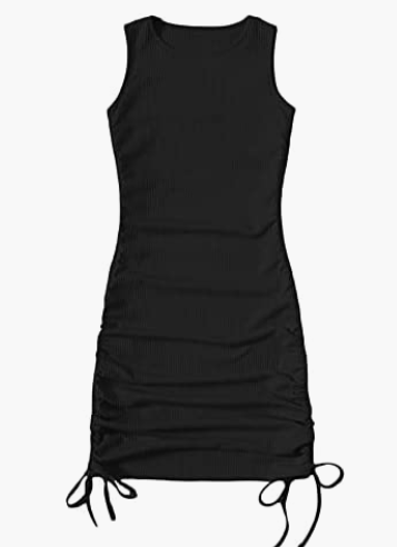 Women's Ruched Sleeveless Mini Bodycon Sexy Dress