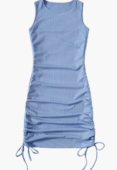 Women's Ruched Sleeveless Mini Bodycon Sexy Dress