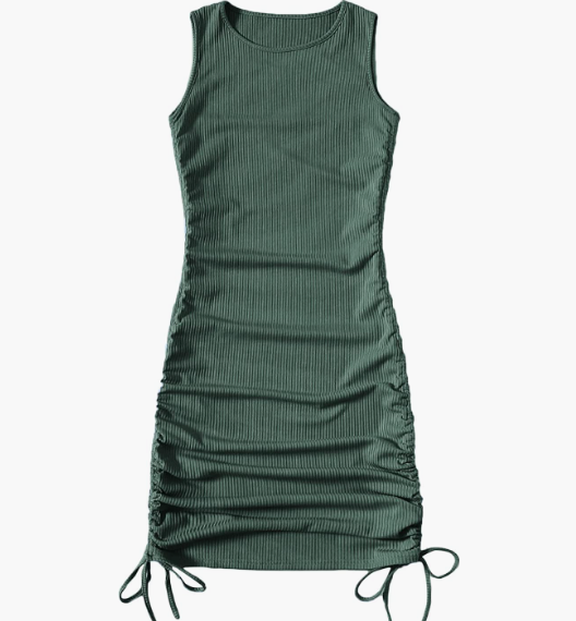 Women's Ruched Sleeveless Mini Bodycon Sexy Dress
