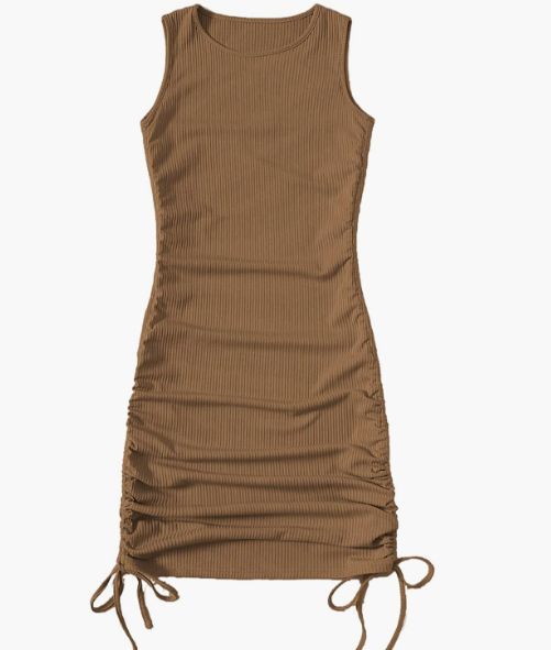 Women's Ruched Sleeveless Mini Bodycon Sexy Dress