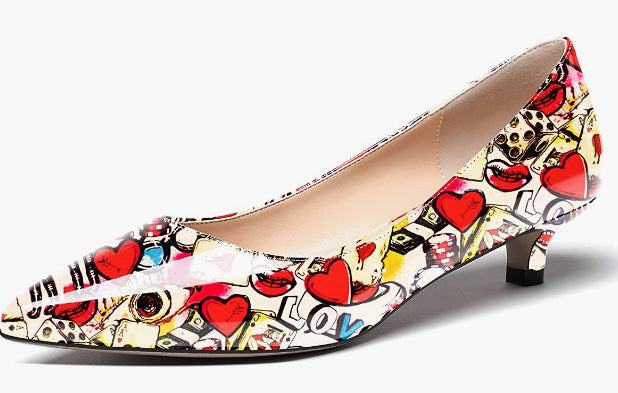 Toe Patent Kitten Low Heel Pumps Shoes 1.5 Inch