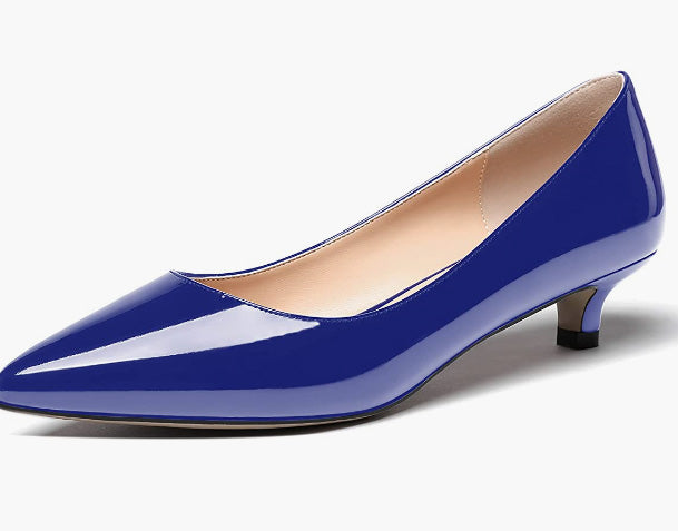 Toe Patent Kitten Low Heel Pumps Shoes 1.5 Inch
