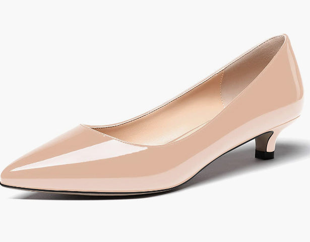 Toe Patent Kitten Low Heel Pumps Shoes 1.5 Inch