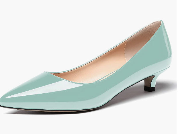 Toe Patent Kitten Low Heel Pumps Shoes 1.5 Inch