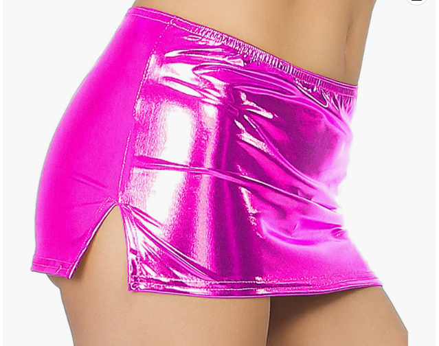 Shiny Metallic Micro Miniskirt Slim Fit Low Waist Pencil Skirt Fancy Dress