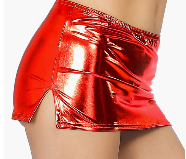 Shiny Metallic Micro Miniskirt Slim Fit Low Waist Pencil Skirt Fancy Dress