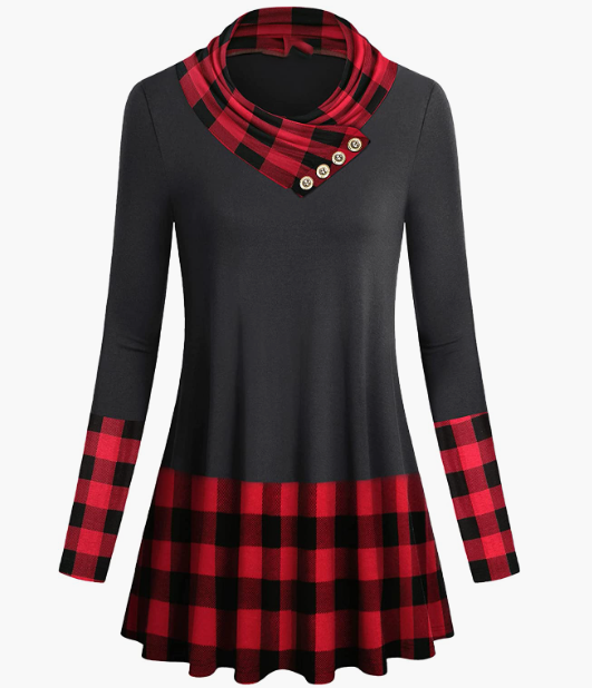 CASUAL Long Sleeve Vintage Cowl Neck Tunic