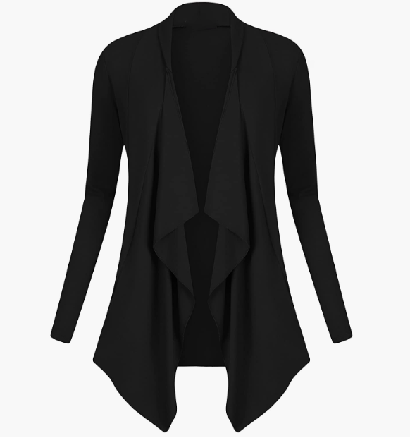 Drape Front Open Cardigan Long Sleeve