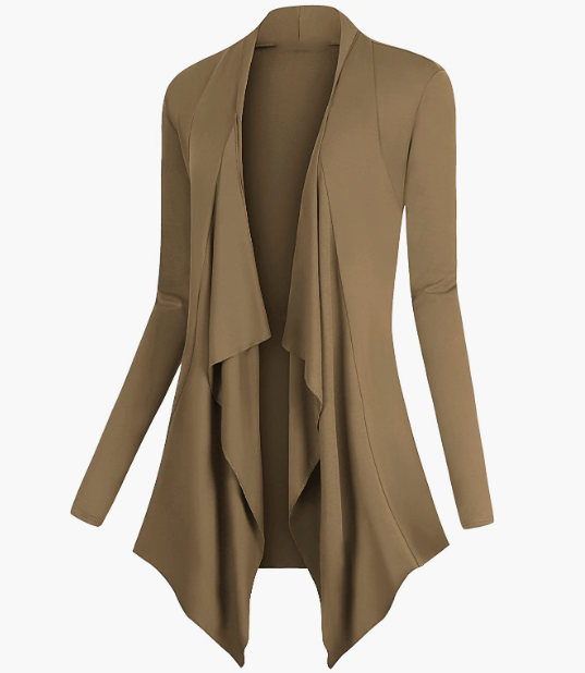 Drape Front Open Cardigan Long Sleeve