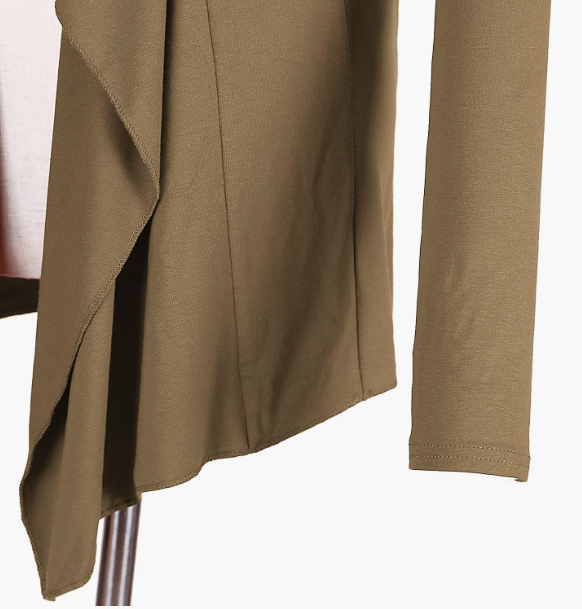 Drape Front Open Cardigan Long Sleeve