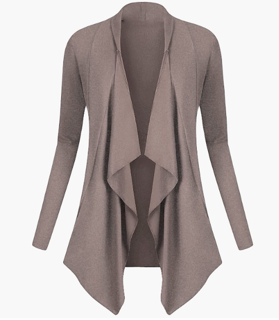 Drape Front Open Cardigan Long Sleeve