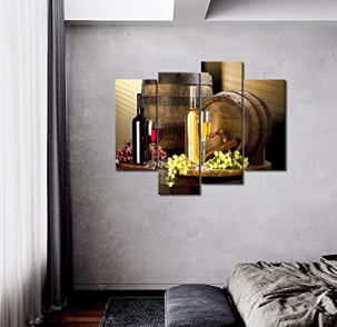 Various Wine with Grape Wall Art Painting For livingroo; - Kitchen