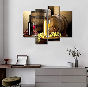 Various Wine with Grape Wall Art Painting For livingroo; - Kitchen