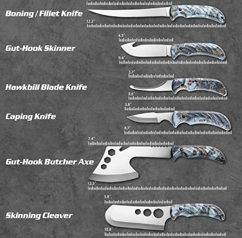 WORLD STRONGEST Butcher Game Processor Set, 12 Pieces , Hunting Deer Knife Set Field Dressing Kit Portable