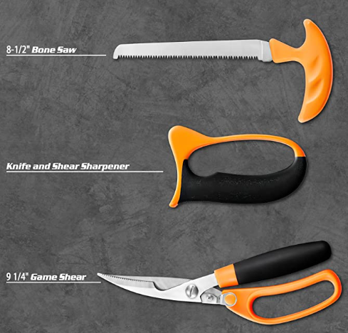 WORLD STRONGEST Butcher Game Processor Set, 12 Pieces , Hunting Deer Knife Set Field Dressing Kit Portable