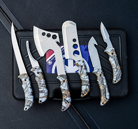 WORLD STRONGEST Butcher Game Processor Set, 12 Pieces , Hunting Deer Knife Set Field Dressing Kit Portable