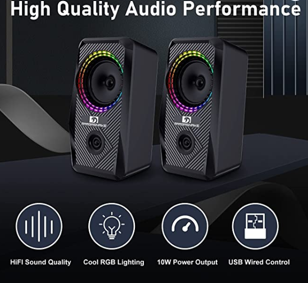 Wired Gaming Keyboard Mouse Headphone and Speaker Combo with Multi RGB Backlight Ergonomic 104 Key Adjustable Mic 2400DPI Mice Large Mousepad Waterproof for PC Mac Gamer Office