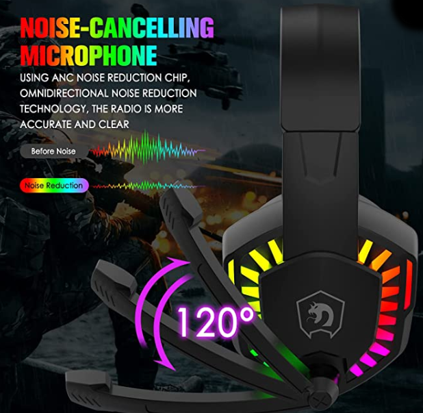 Wired Gaming Keyboard Mouse Headphone and Speaker Combo with Multi RGB Backlight Ergonomic 104 Key Adjustable Mic 2400DPI Mice Large Mousepad Waterproof for PC Mac Gamer Office