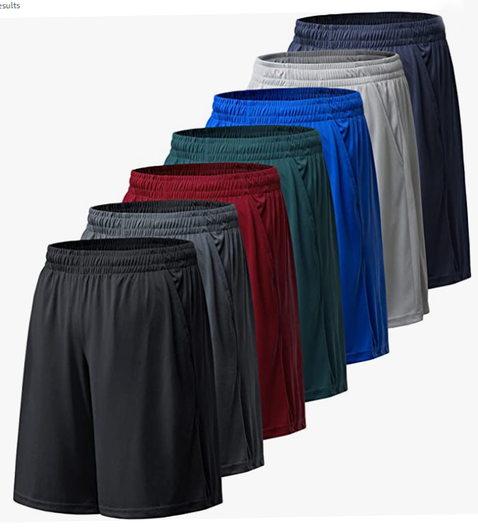 Mens Athletic Workout Shorts with Pockets and Elastic Waistband Quick Dry Activewear