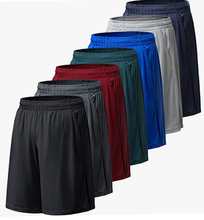 Mens Athletic Workout Shorts with Pockets and Elastic Waistband Quick Dry Activewear