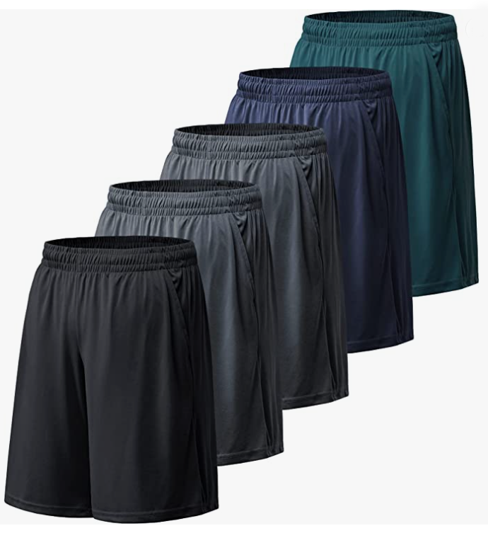 Mens Athletic Workout Shorts with Pockets and Elastic Waistband Quick Dry Activewear